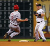 Troy > August 27, 2008 - Jay Bruce of the Cincinnati Reds attempts to break up a double play in the 7th inning.  Geoff Blum completed the double play, and the Houston Astros defeated the Cincinnati Reds 4-1 at Minute Maid Park in Houston.