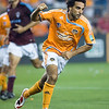 Troy > Dwayne de Rosario reacts after scoring a penalty kick goal to give the Houston Dynamo a 2-1 lead against the Colorado Rapids.  The defending MLS champions held on to defeat the Rapids 2-1 for their first victory of the season May 10, 2008 in Houston, Texas.