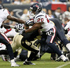 Troy > August 22, 2009 - Steve Slayton attempts to break through the New Orleans Saints defensive line in preseason action.  The Saints crushed the Texans 38-14.